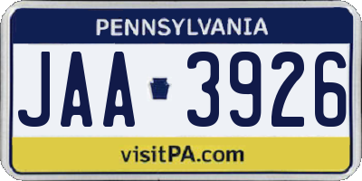 PA license plate JAA3926