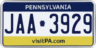 PA license plate JAA3929