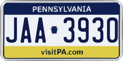 PA license plate JAA3930