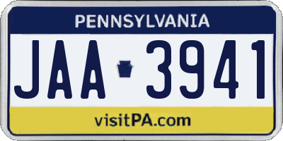 PA license plate JAA3941