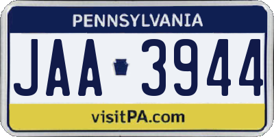 PA license plate JAA3944