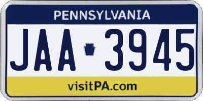 PA license plate JAA3945