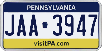 PA license plate JAA3947