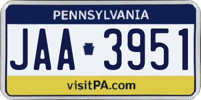 PA license plate JAA3951