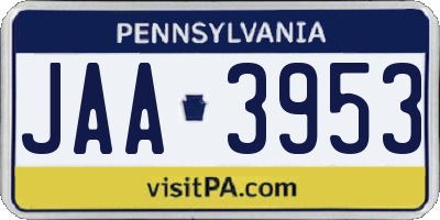 PA license plate JAA3953