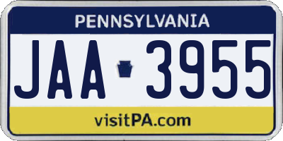 PA license plate JAA3955