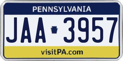 PA license plate JAA3957