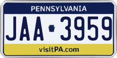 PA license plate JAA3959