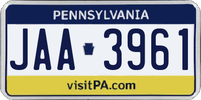 PA license plate JAA3961