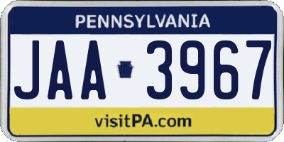 PA license plate JAA3967