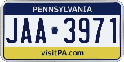 PA license plate JAA3971