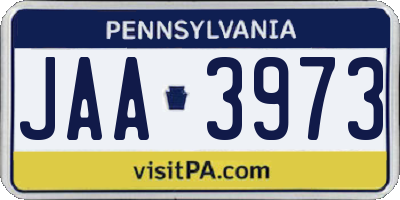 PA license plate JAA3973