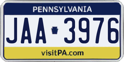 PA license plate JAA3976