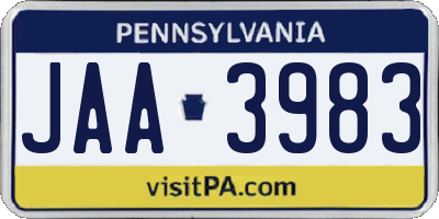 PA license plate JAA3983
