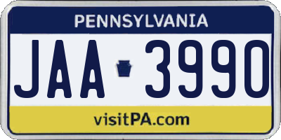 PA license plate JAA3990