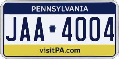 PA license plate JAA4004