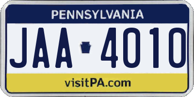 PA license plate JAA4010