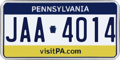 PA license plate JAA4014