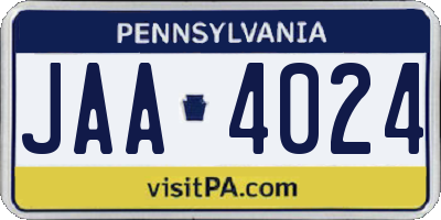 PA license plate JAA4024