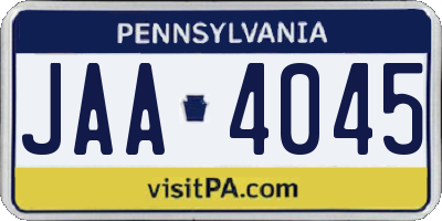 PA license plate JAA4045