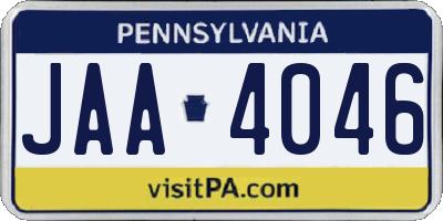 PA license plate JAA4046