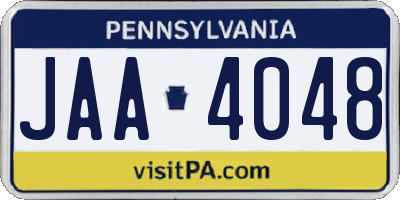 PA license plate JAA4048