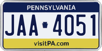 PA license plate JAA4051