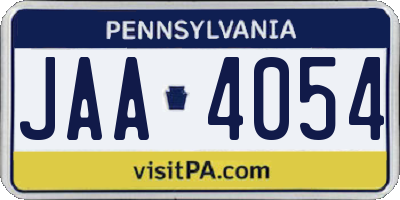 PA license plate JAA4054