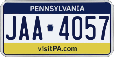 PA license plate JAA4057