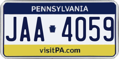 PA license plate JAA4059