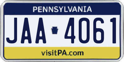 PA license plate JAA4061