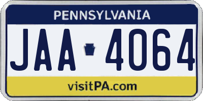 PA license plate JAA4064