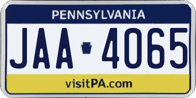 PA license plate JAA4065