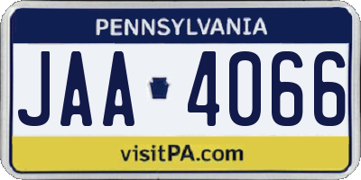 PA license plate JAA4066