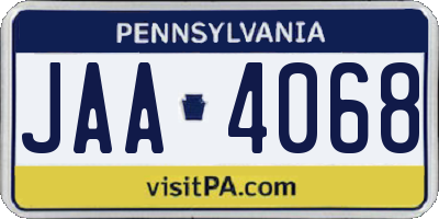PA license plate JAA4068