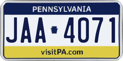 PA license plate JAA4071