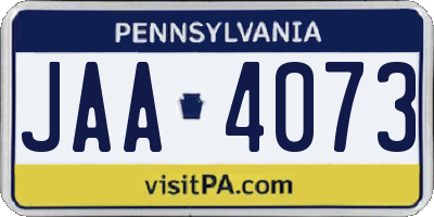 PA license plate JAA4073