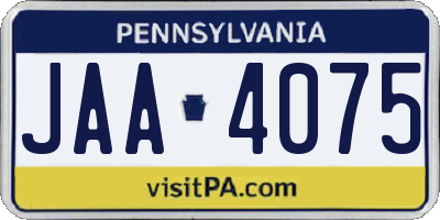 PA license plate JAA4075