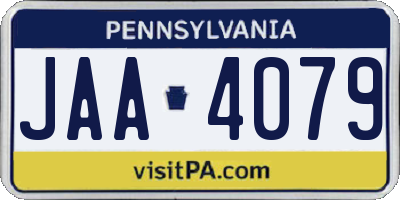 PA license plate JAA4079