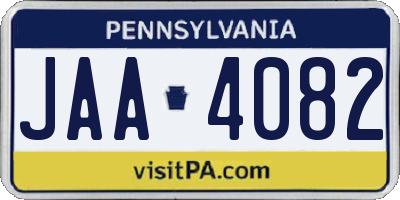 PA license plate JAA4082