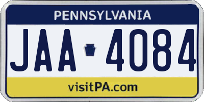 PA license plate JAA4084