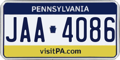 PA license plate JAA4086