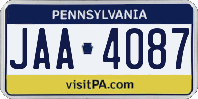 PA license plate JAA4087