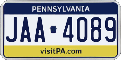 PA license plate JAA4089