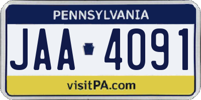 PA license plate JAA4091