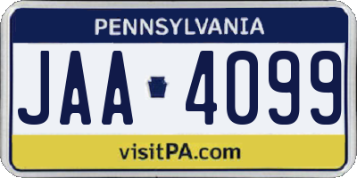 PA license plate JAA4099