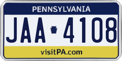 PA license plate JAA4108