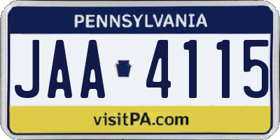 PA license plate JAA4115