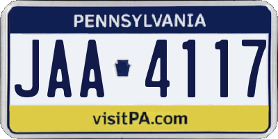 PA license plate JAA4117