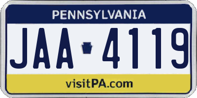 PA license plate JAA4119